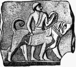 древний человек с собакой