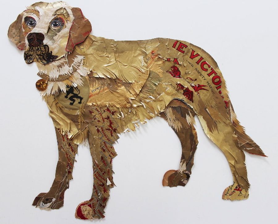 Очаровательны коллажии собак из старой бумаги