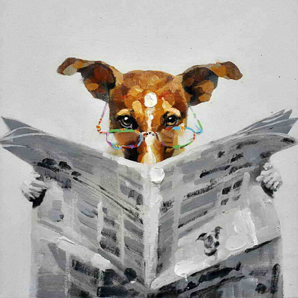 Read font b newspapers b font font b dog b font oil painting hang a picture1