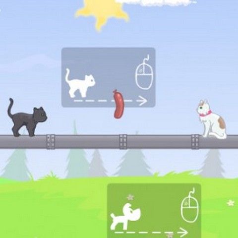 Помоги встретиться собачке и кошечке в игре "Соединяя сердца"