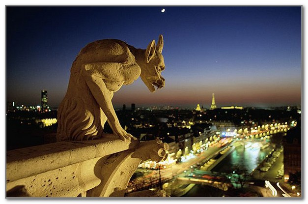 Химера над Парижем ночью