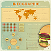 Винтажный набор инфографики - быстрая еда тему | Векторный клипарт