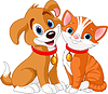 Кошка и собака | Векторный клипарт