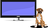 Экран плазменного или ЖК-телевизор и сидит собака | Векторный клипарт
