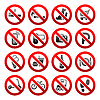 Набор иконок Запрещенные знаки символы магазин | Векторный клипарт