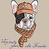 Забавный мультяшный битник собака Французский бульдог порода | Векторный клипарт