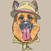 Забавный мультяшный битник собака немецкая овчарка | Векторный клипарт