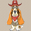 Забавный мультяшный битник собака Бассет-хаунд | Векторный клипарт