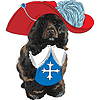Забавный мультяшный Португальская водяная собака мушкетер | Векторный клипарт