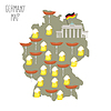 Карта Германии. Пиво и сосиски. Привлечение Berli | Векторный клипарт
