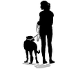 Силуэты людей и собак. | Векторный клипарт