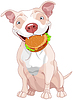 Pit Bull собака ест гамбургер | Векторный клипарт