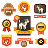 Значки, наклейки, ленточки с симпатичными собаками, икон и | Векторный клипарт