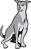 Husky Шар-пей Крест собака, сидящая мультяшный | Векторный клипарт