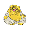 Смех Бульдог Будды Сидящего мультяшный | Векторный клипарт