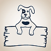 Мультяшный собака с картой или совета поздравительные и | Векторный клипарт