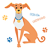 Эскиз смешной итальянский борзая собака сидит | Векторный клипарт