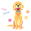 Эскиз забавный Золотой ретривер собака сидит | Векторный клипарт