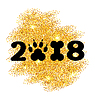 Новый год 2018 с символикой Dog Paw Print и Bone | Векторный клипарт