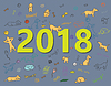 Год Собаки 2018. шаблон Новогодний дизайн | Векторный клипарт