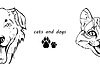 Портрет собаки и кошки черно-белый | Векторный клипарт