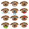 Собака Emojis Набор иконки эмотиконов | Векторный клипарт