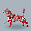Собака Бигль с стилизованными цветами на сером | Векторный клипарт