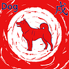 Китайский знак зодиака Собака над вихревым фоном | Векторный клипарт