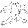 Набор из четырех контуров собак | Векторный клипарт