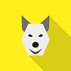 Собака лицо плоский стиль значок логотипа на желтом фоне | Векторный клипарт