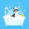 Собака принимает ванну | Векторный клипарт