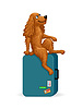 Мультяшный собака сидит на чемодане | Векторный клипарт