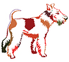 Красочный декоративный стоящий портрет собаки Fox | Векторный клипарт