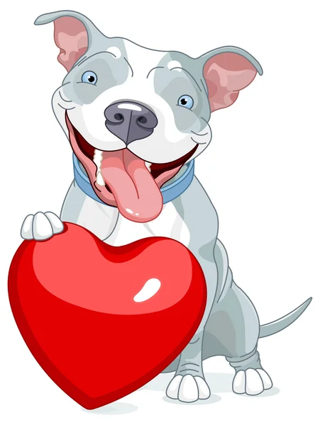 Pit Bull Dog тримає серця — стоковий вектор