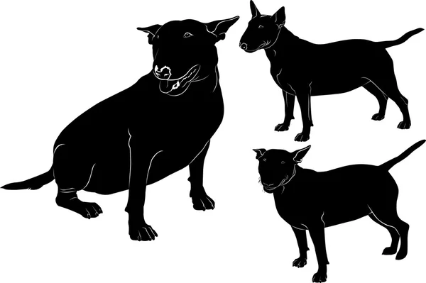 Собака бультер'єр силуети — стоковий вектор