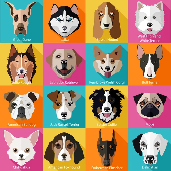 Популярні породи собак іконок — стоковий вектор