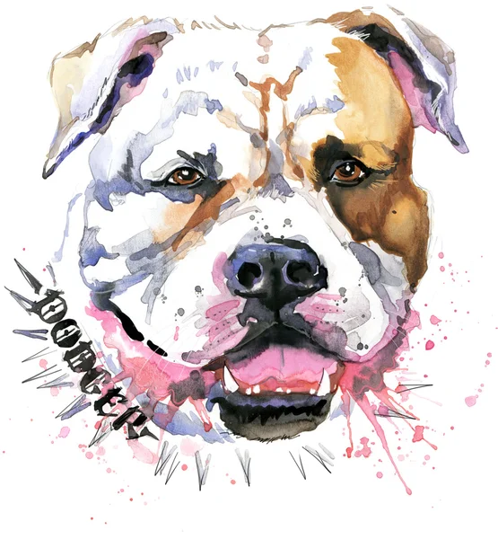 Милий пес. Собака футболку графіки. акварель ілюстрація Dog. акварель смішна собака для друку, плакат мода, дизайн одягу. Агресивний собака породи — стокове фото