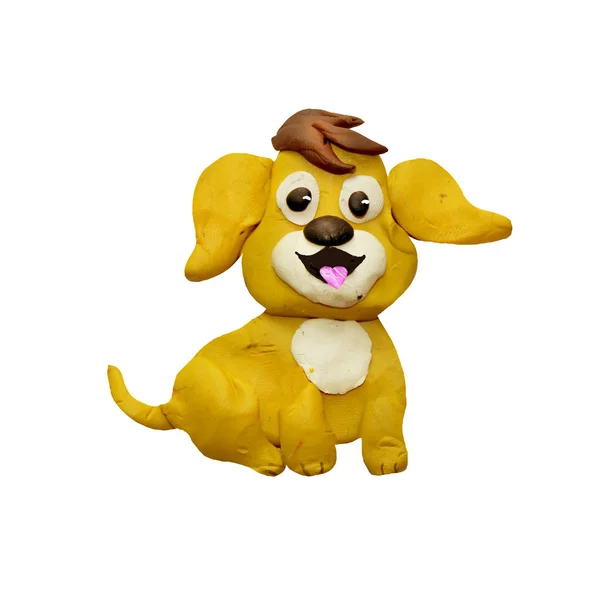 Пластилиновой 3d baby Желтая собака ПЭТ 2018 год новый символ животные скульптура изолированные — стоковое фото