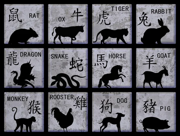 Китайские символы Зодиака — стоковое фото
